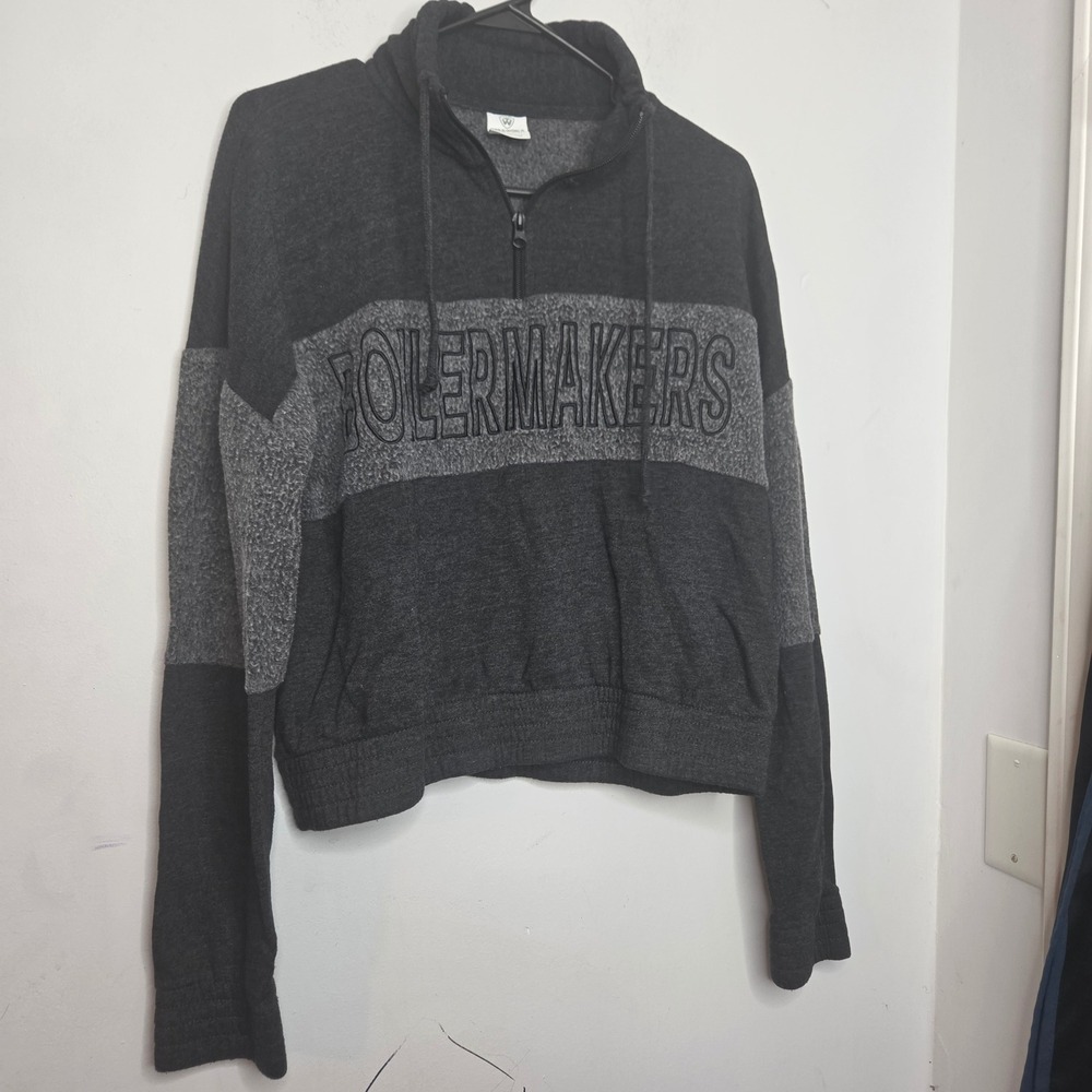 Top of the World Purdue Boilermakers Gray Quarter Zip Cropped Sweatshirt Large